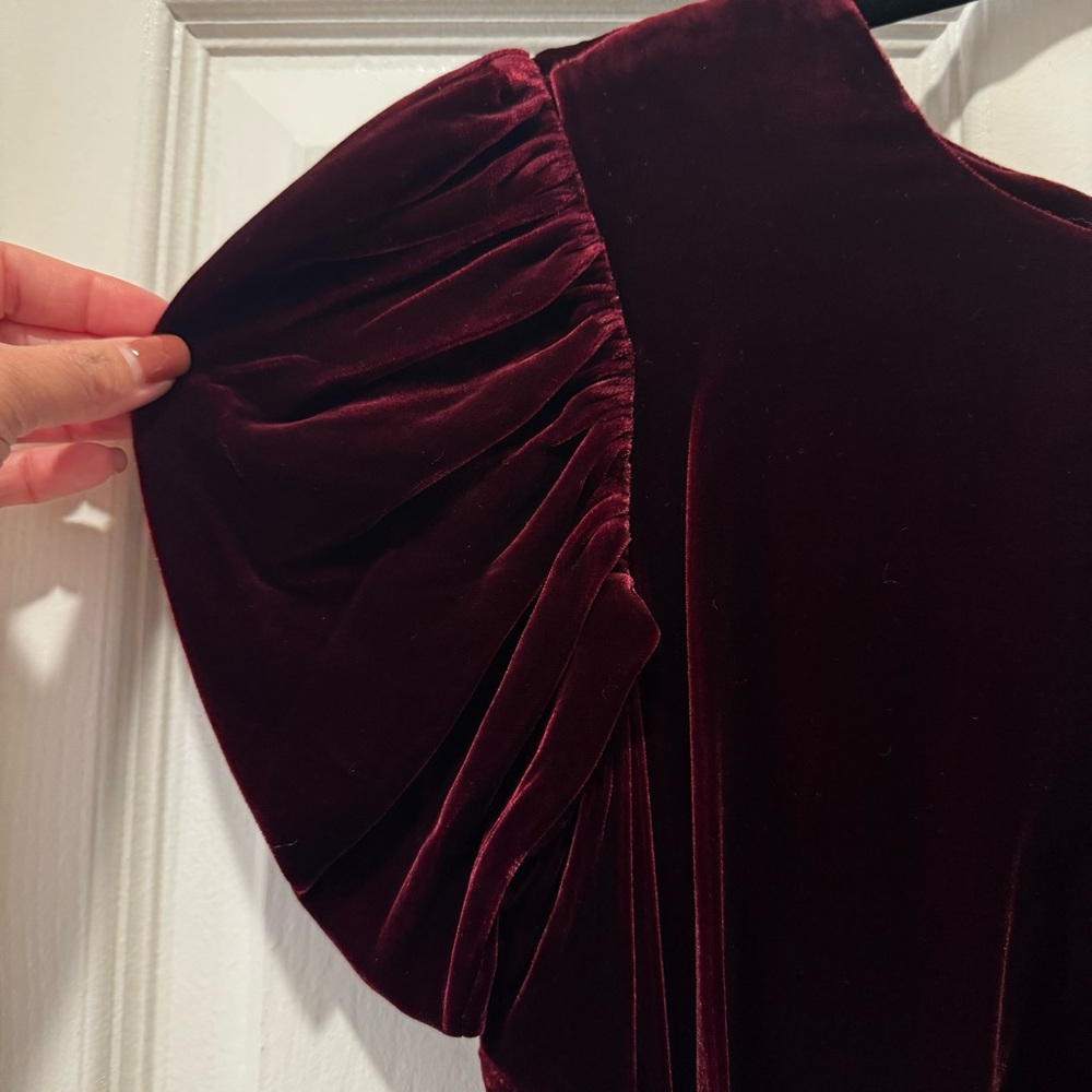 Shoshanna Marise Velvet High Low Gown in Burgundy Formal Special Occasion Sz. 0 - Picture 8 of 13